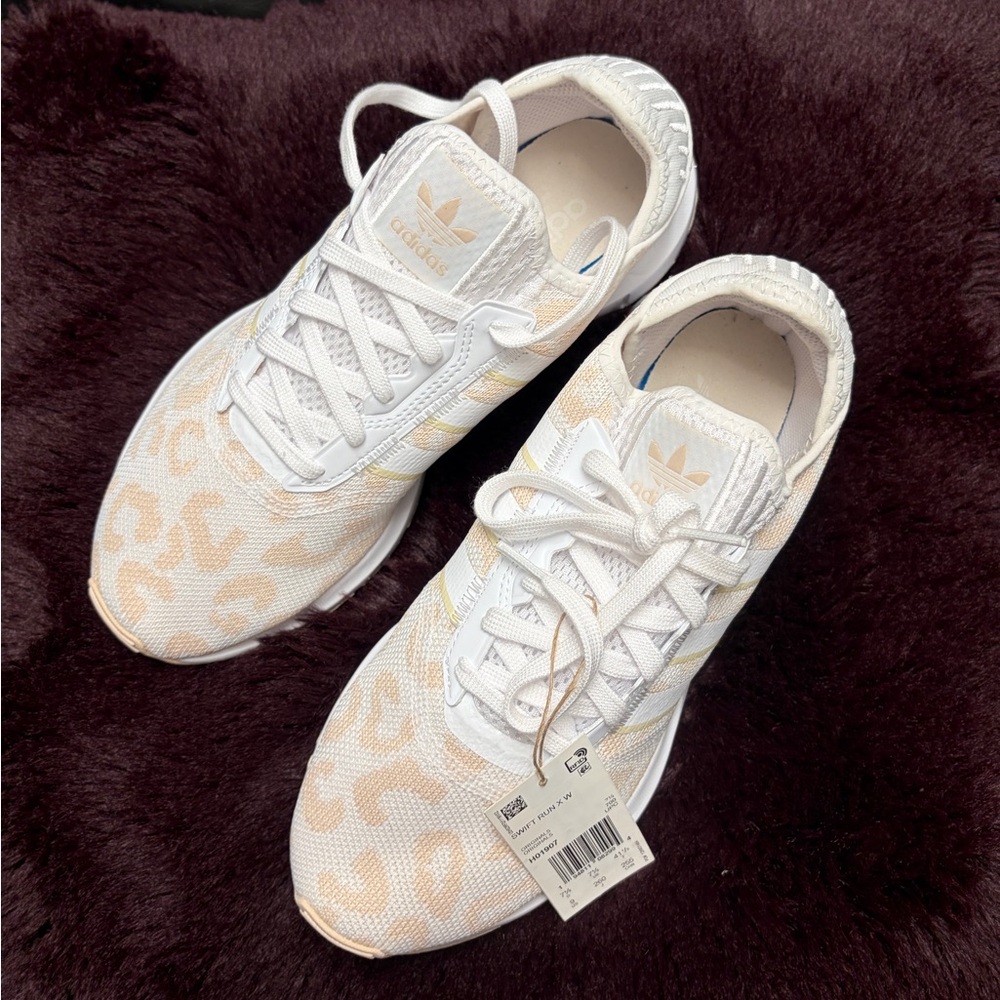 Adidas Women's White and Tan Sneakers